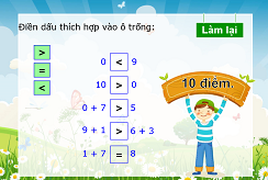 Điền dấu thích hợp vào ô trống