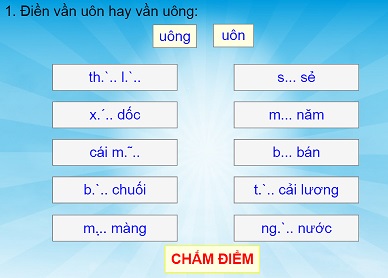 Tiếng việt lớp 1: Điền vần uôn hay uông