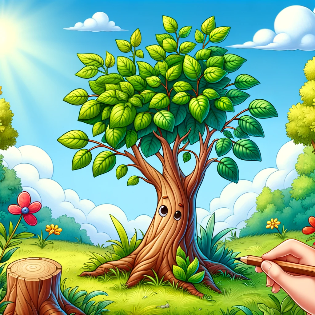 Yêu cầu học sinh vẽ một bức tranh về cảnh cây xấu hổ đang quan sát con chim xanh.