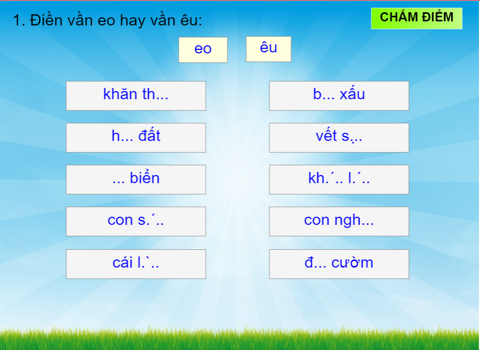 Điền vần eo hay êu
