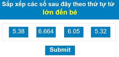 Sắp xếp các số thập phân theo thứ tự