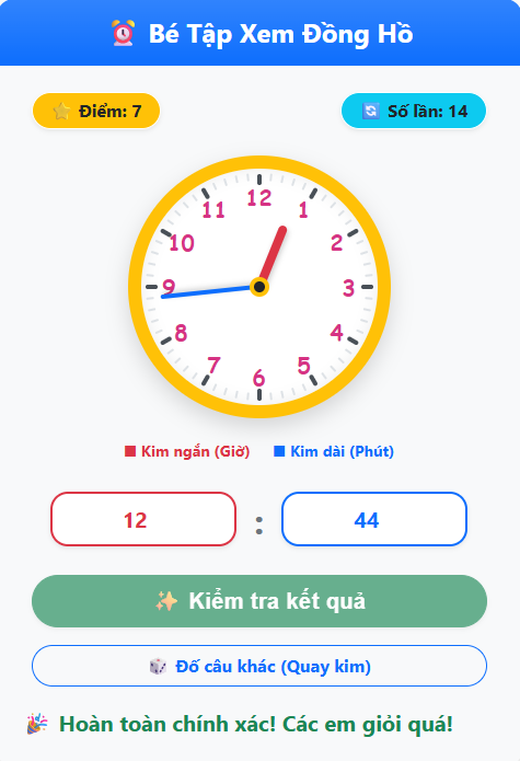 Bài 5: học xem giờ
