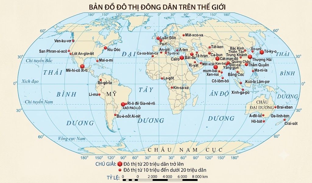 [Hình 4. Một số thành phố đông dân nhất thế giới, năm 2018].