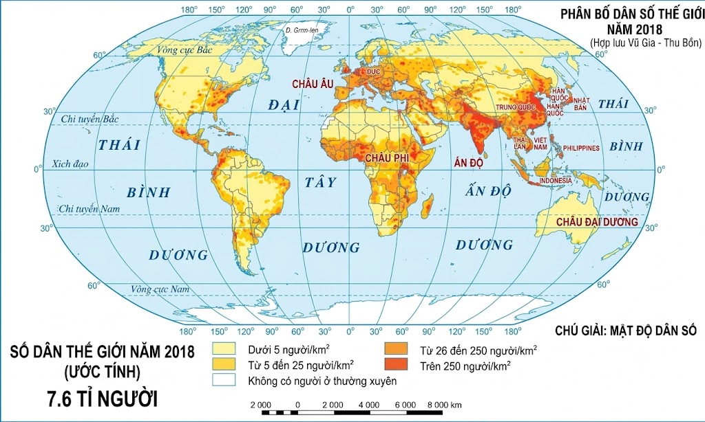 [Hình 2. Phân bố dân cư thế giới, năm 2018]