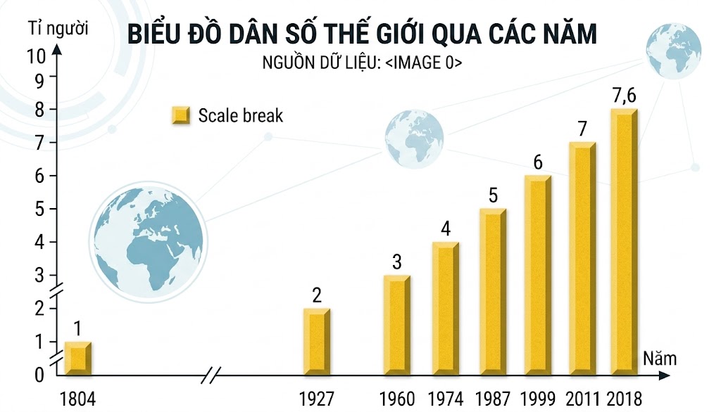 [Hình 1. Số dân trên thế giới qua các năm].