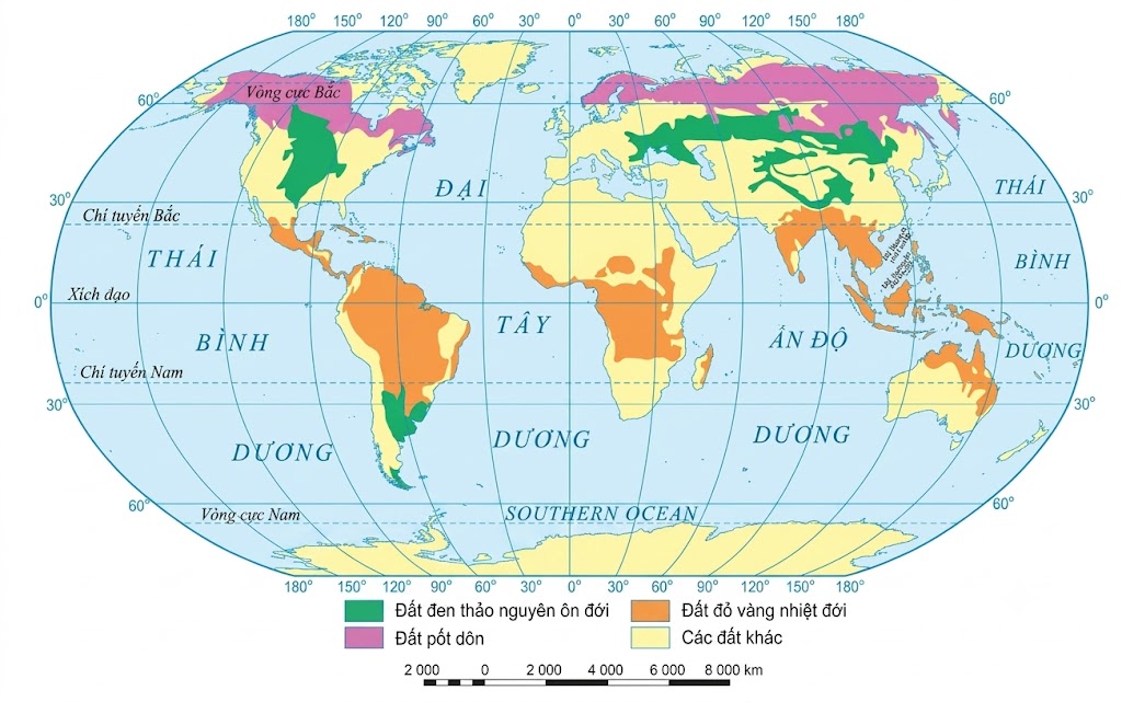 [Hình 5. Phân bố các nhóm đất điển hình trên Trái Đất]