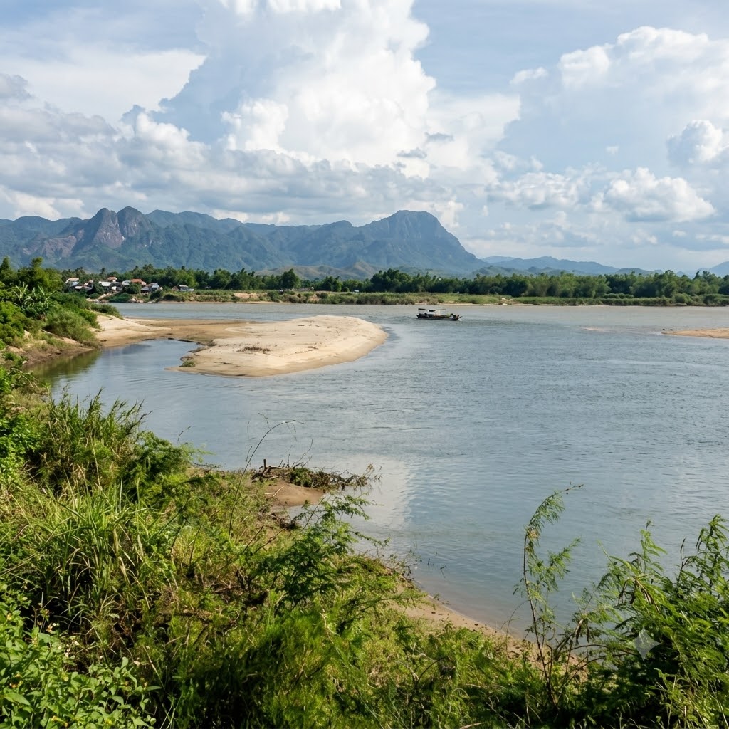 [Hình 1. Ngã ba sông Vĩnh Điện - Thu Bồn, Quảng Nam]