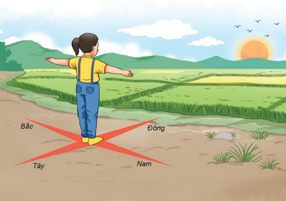 rời mọc và lặn có thể xác định được phương hướng một cách tương đối chính xác . Mặt Trời mọc ở hướng đông và lặn ở hướng tây, từ đó xác định được các hướng khác