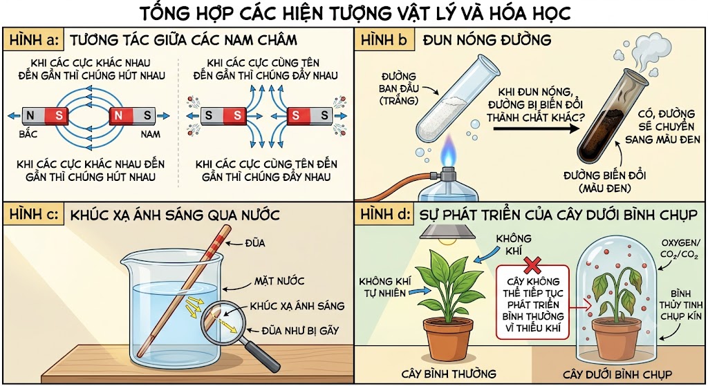 Hình 1.1 mô tả 4 thí nghiệm sau