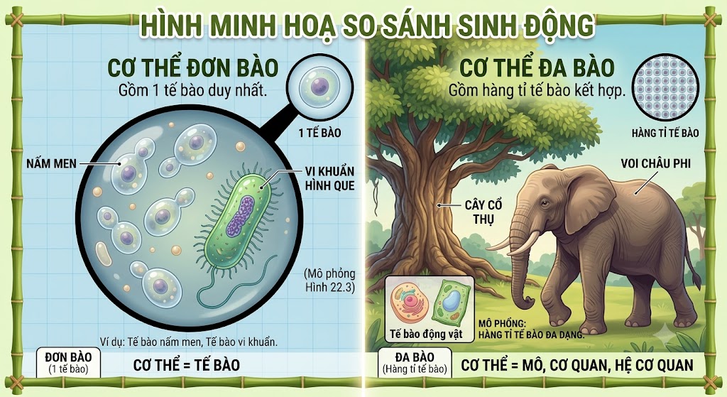 Hình minh hoạ so sánh sinh động. Bên trái là 