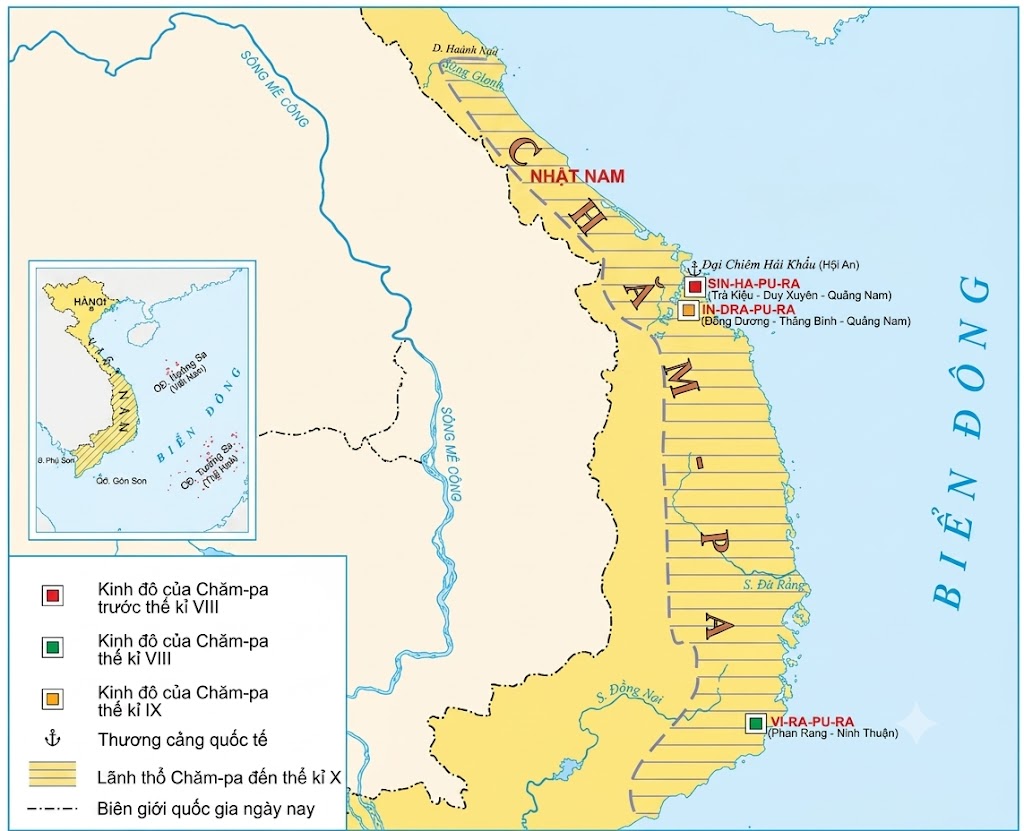 Lược đồ Vương quốc Chăm-pa đến thế kỉ X