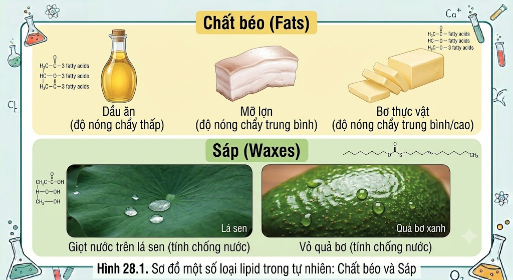 Hình 28.1 - Một số loại lipid trong tự nhiên