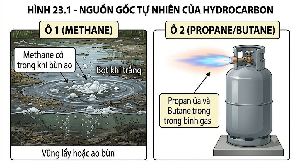 Hình 23.1 - Nguồn gốc tự nhiên của hydrocarbon