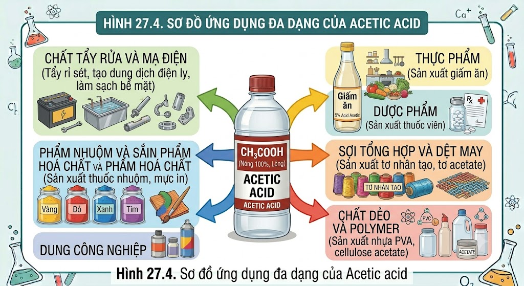 Hình 27.4 - Ứng dụng của Acetic acid