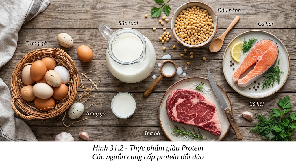 Hình 31.2 - Thực phẩm giàu Protein